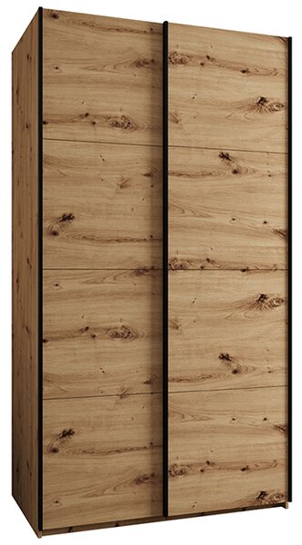 Šatní skříň LUX 1 s posuvnými dveřmi, 130×245,5×64 Dub Artisan / černé