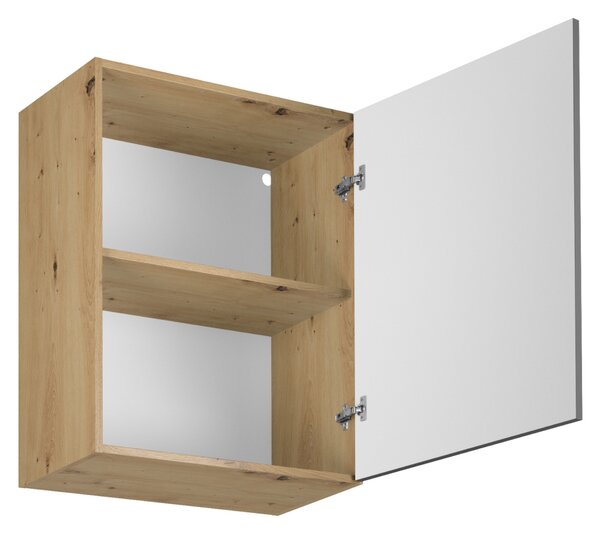 KONDELA Rohová univerzální kuchyňská linka, dub artisan/šedá/černý vulkán, 330x210, LANGEN