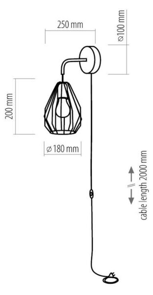 TK Lighting 2120 ALANO - Nástěnná retro lampička v černé barvě, 1 x E27 (Retro lampa na zeď v černé barvě)