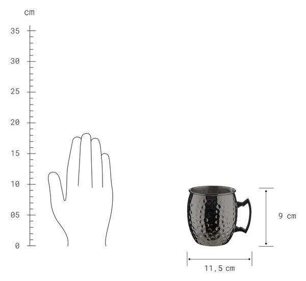 MOSCOW MULE Hrnek tepaný 470 ml - černá