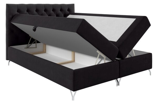 KONDELA Boxspringová postel, 140x200, černá látka Velvet, GULIETTE + dárek