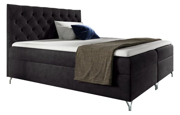 KONDELA Boxspringová postel, 140x200, černá látka Velvet, GULIETTE + dárek