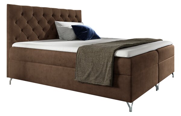 KONDELA Boxspringová postel, 160x200, hnědá látka Velvet, GULIETTE + dárek