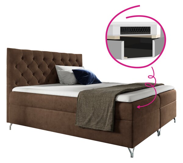 KONDELA Boxspringová postel, 160x200, hnědá látka Velvet, GULIETTE + dárek