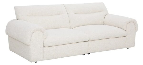 Moderní buklé čtyřmístná sedačka Sadie se světlým krémovým béžovým potahem a minimalistickým prošíváním 245 cm