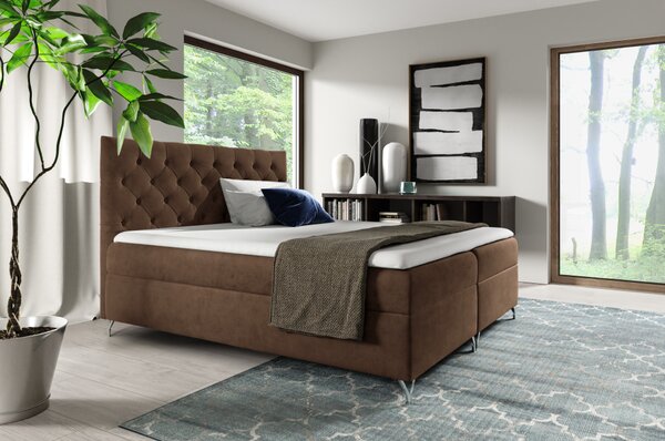 KONDELA Boxspringová postel, 160x200, hnědá látka Velvet, GULIETTE + dárek