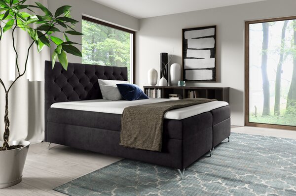KONDELA Boxspringová postel, 140x200, černá látka Velvet, GULIETTE + dárek