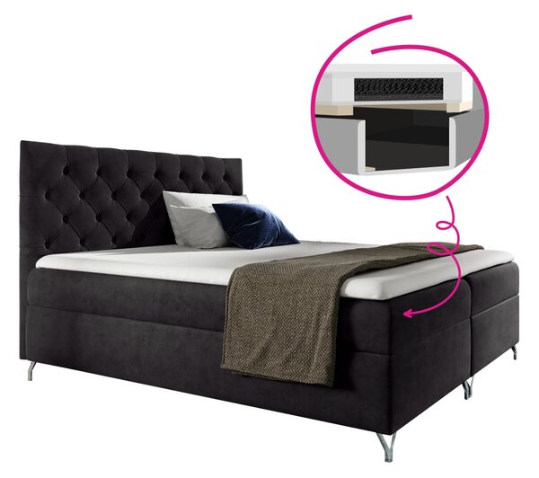KONDELA Boxspringová postel, 140x200, černá látka Velvet, GULIETTE + dárek
