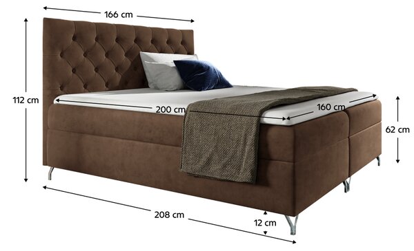 KONDELA Boxspringová postel, 160x200, hnědá látka Velvet, GULIETTE + dárek
