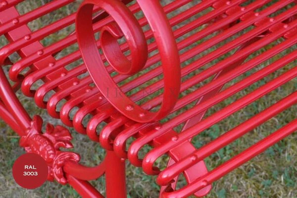 Kovová lavice Arras B3 Barva: Ruby Red - RAL 3003, Galvanizace: Nic