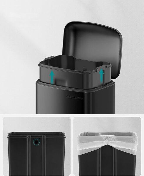 SONGMICS Odpadkový koš s víkem IRIS 30 l černý II