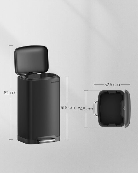 SONGMICS Odpadkový koš s víkem IRIS 30 l černý II