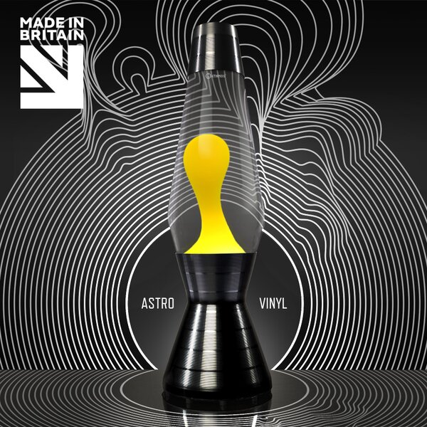 Mathmos Astro Vinyl, originální lávová lampa s čirou tekutinou a žlutou lávou, 43cm