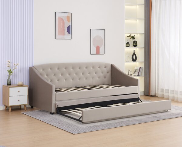 KONDELA Rozkládací postel, hnědošedá Taupe, ALODA