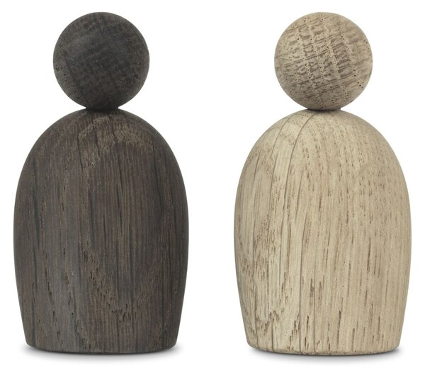 Dřevěný ptáček Natural and Smoked Oak Wood – set 2 ks