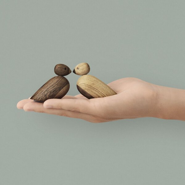 Dřevěný ptáček Natural and Smoked Oak Wood – set 2 ks