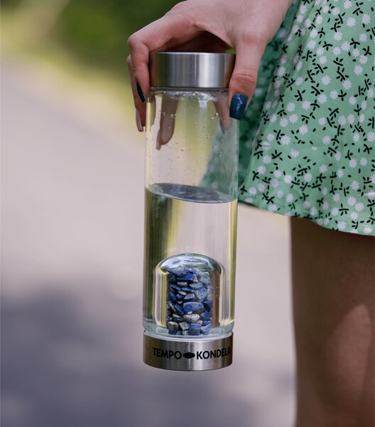 TEMPO-KONDELA CRYSTAL, skleněná láhev s kyanitem, 500 ml