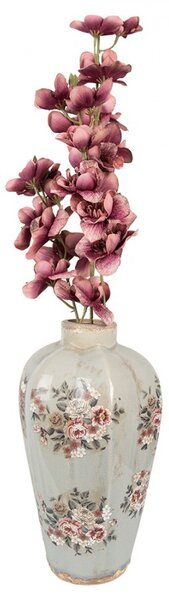 Zelená keramická dekorační váza s květy Floria - Ø 17*28 cm - Clayre & Eef