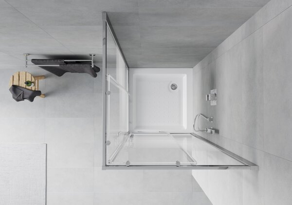 Mexen Rio čtvercová sprchová kabina 90 x 90 cm, bílé pruhy, chrom + sprchová vanička, bílá - 860-090-090-01-20-4510