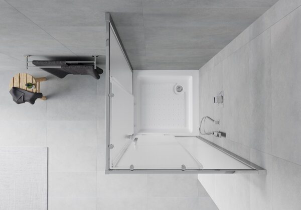 Mexen Rio Čtvercová sprchová kabina 90 x 90 cm, matná, chrom + vanička, bílá - 860-090-090-01-30-4510