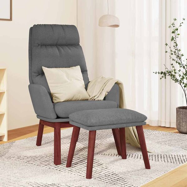Relaxační křeslo se stoličkou světle šedé textil 3097563