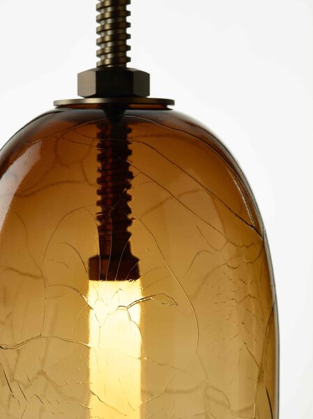 Brokis Designové LED závěsné svítidlo Under pressure little PC1388 Povrch Montury: Broušená bronz lak, Barva skla: Šedá kouřová - transparentní sklo, Baldachýn: Broušená černá lak