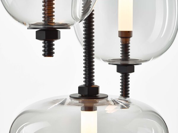 Brokis Designové LED závěsné svítidlo Under pressure little PC1388 Povrch Montury: Broušená bronz lak, Barva skla: Šedá kouřová - transparentní sklo, Baldachýn: Broušená černá lak