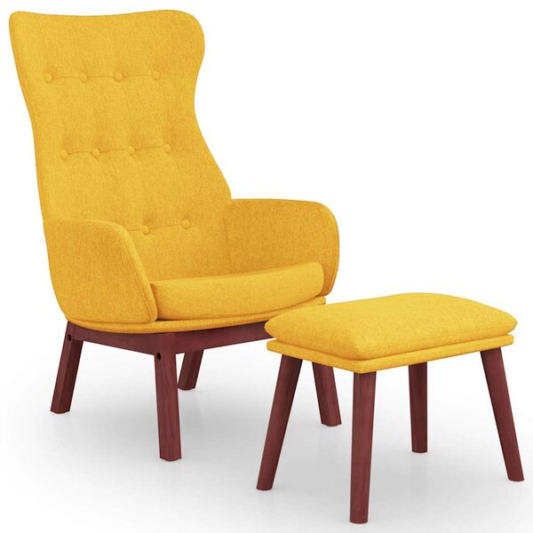 Relaxační křeslo s podnožkou hořčicově žluté textil 3097730