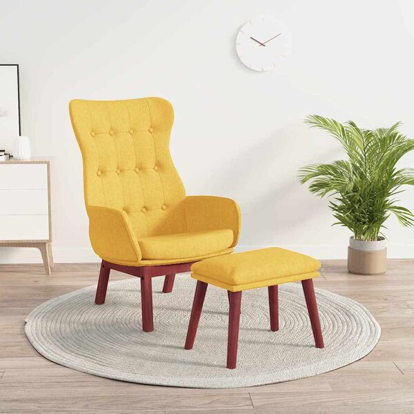 Relaxační křeslo s podnožkou hořčicově žluté textil 3097730