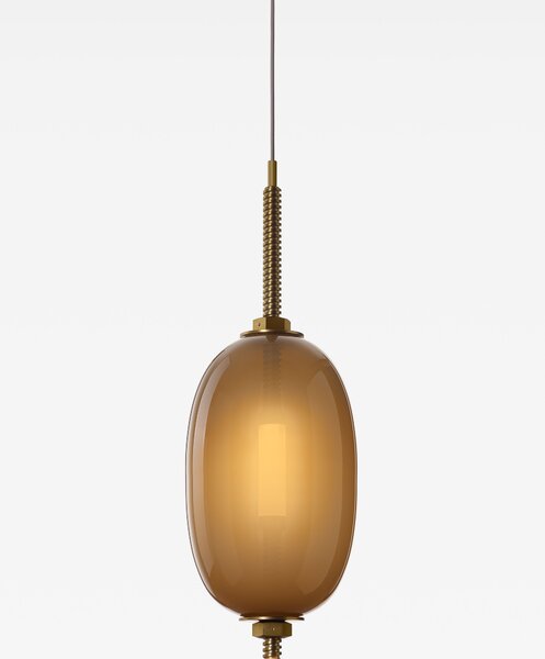 Brokis Designové LED závěsné svítidlo Under pressure little PC1388 Povrch Montury: Broušená bronz lak, Barva skla: Šedá kouřová - transparentní sklo, Baldachýn: Broušená černá lak