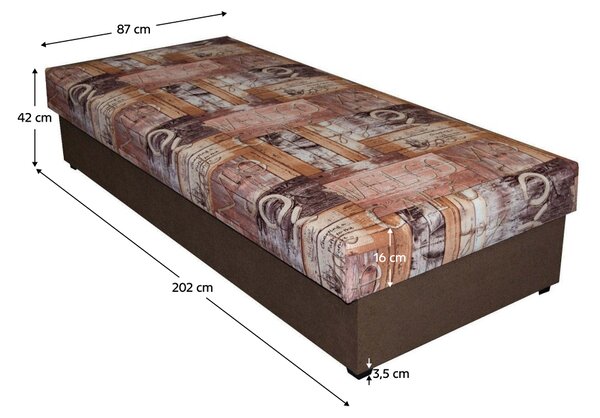 KONDELA Válenda s úložným prostorem, hnědá/vzor, DANA