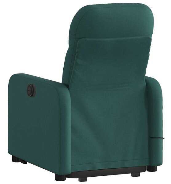 Zvedací masážní polohovací křeslo tmavě zelené textil 3206810