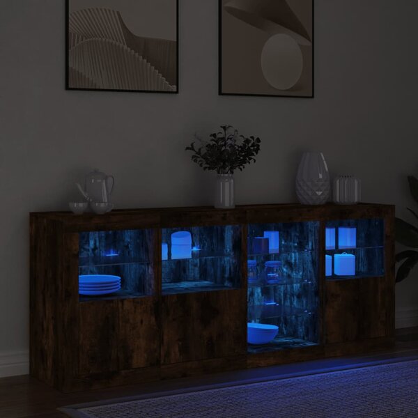 Příborník s LED osvětlením kouřový dub 164 x 37 x 67 cm 3209055