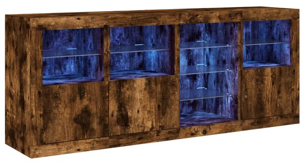 Příborník s LED osvětlením kouřový dub 164 x 37 x 67 cm 3209055