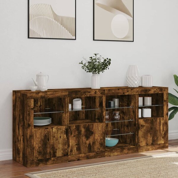 Příborník s LED osvětlením kouřový dub 164 x 37 x 67 cm 3209055