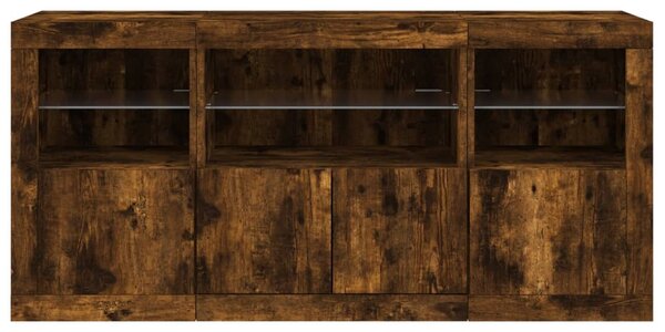 Příborník s LED osvětlením kouřový dub 142,5 x 37 x 67 cm 3209069