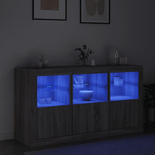 Příborník s LED osvětlením šedý sonoma 123 x 37 x 67 cm 3209063