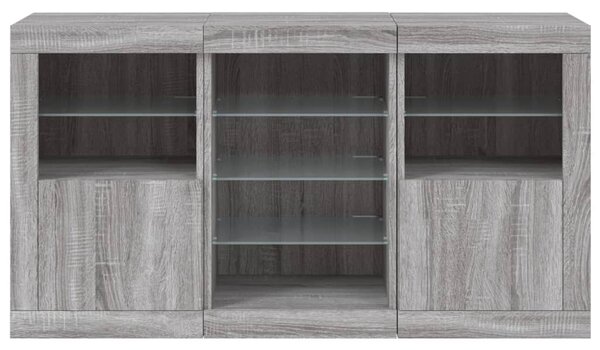 Příborník s LED osvětlením šedý sonoma 123 x 37 x 67 cm 3209084