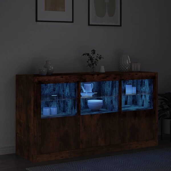 Příborník s LED osvětlením kouřový dub 123 x 37 x 67 cm 3209062