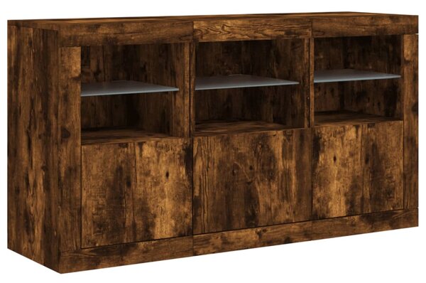 Příborník s LED osvětlením kouřový dub 123 x 37 x 67 cm 3209062