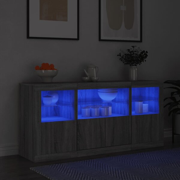 Příborník s LED osvětlením šedý sonoma 142,5 x 37 x 67 cm 3209070