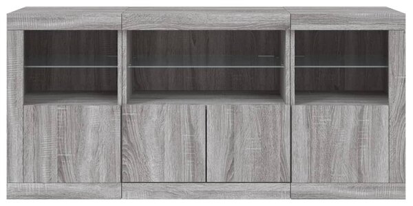 Příborník s LED osvětlením šedý sonoma 142,5 x 37 x 67 cm 3209070