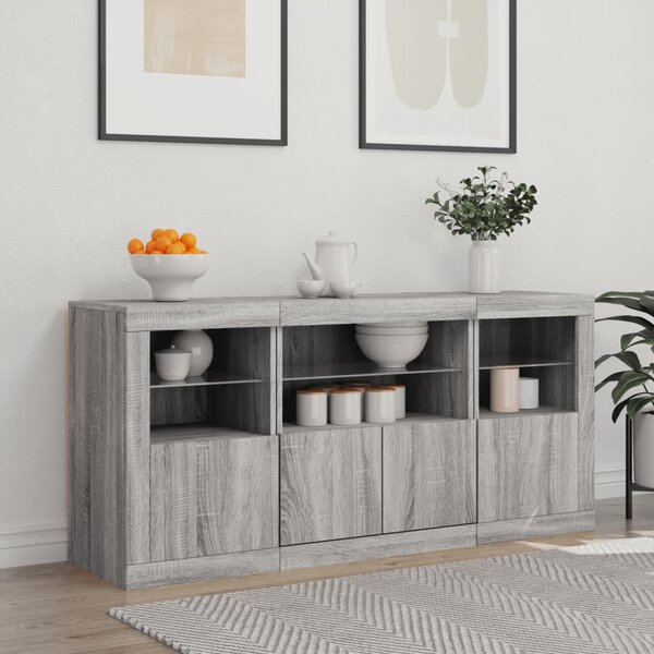 Příborník s LED osvětlením šedý sonoma 142,5 x 37 x 67 cm 3209070