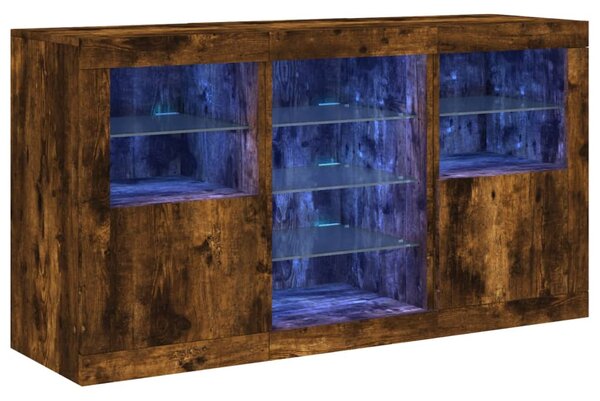 Příborník s LED osvětlením kouřový dub 123 x 37 x 67 cm 3209083