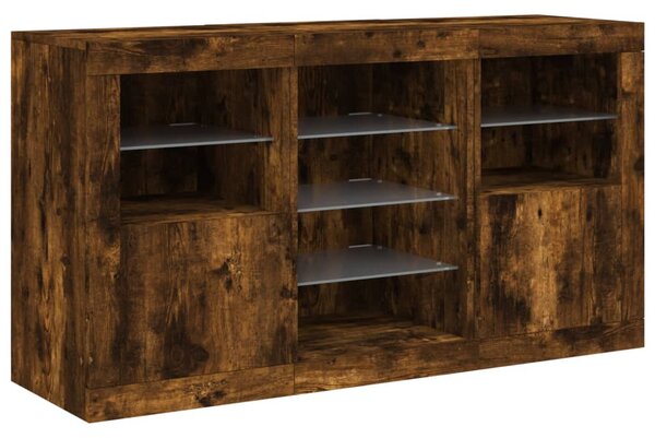 Příborník s LED osvětlením kouřový dub 123 x 37 x 67 cm 3209083