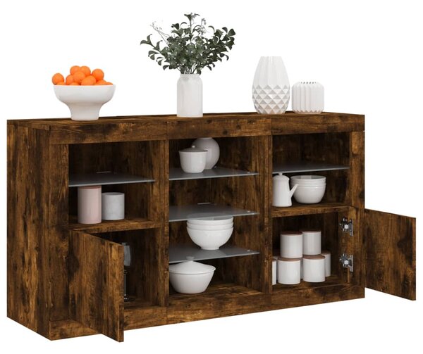 Příborník s LED osvětlením kouřový dub 123 x 37 x 67 cm 3209083