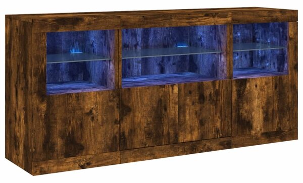 Příborník s LED osvětlením kouřový dub 142,5 x 37 x 67 cm 3209069