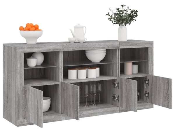 Příborník s LED osvětlením šedý sonoma 142,5 x 37 x 67 cm 3209070