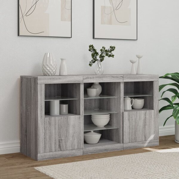 Příborník s LED osvětlením šedý sonoma 123 x 37 x 67 cm 3209084