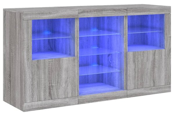 Příborník s LED osvětlením šedý sonoma 123 x 37 x 67 cm 3209084